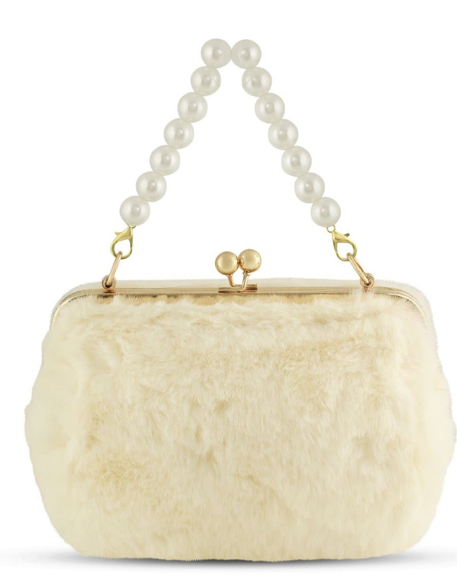 Lovie25 Faux Fur Purse with Pearl Handle