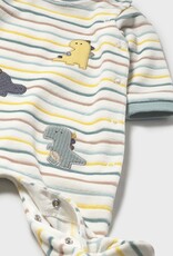 Mayoral Striped Dino Velour Onesie