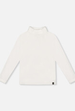 Deux Par Deux White Rib Mock Neck