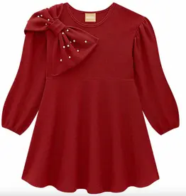 Milon Pearl Cranberry Red  Bow Dress
