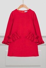 Abel & Lula Red Knit Dress with Ruffle Wrist
