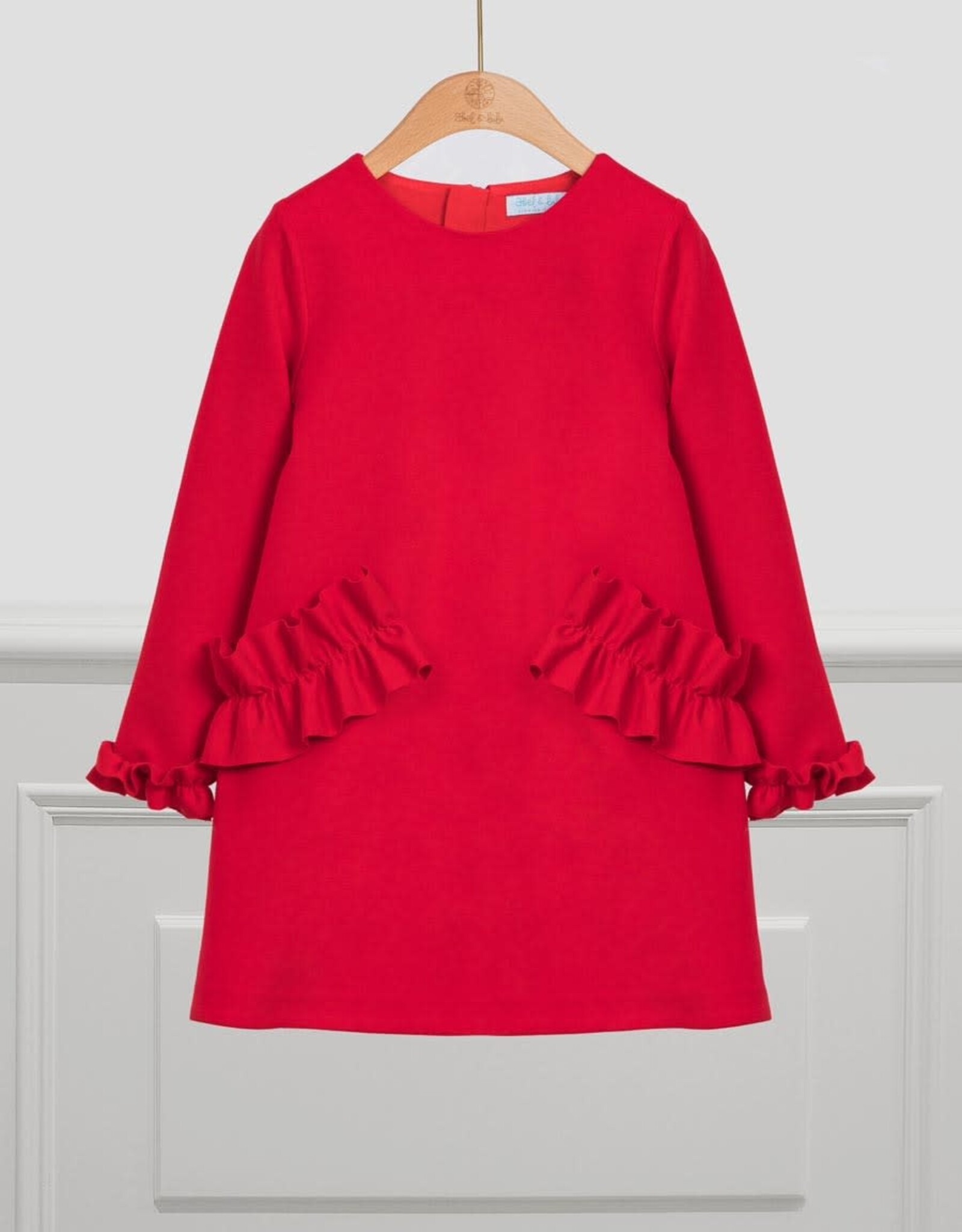 Abel & Lula Red Knit Dress with Ruffle Wrist