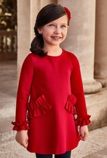 Abel & Lula Red Knit Dress with Ruffle Wrist