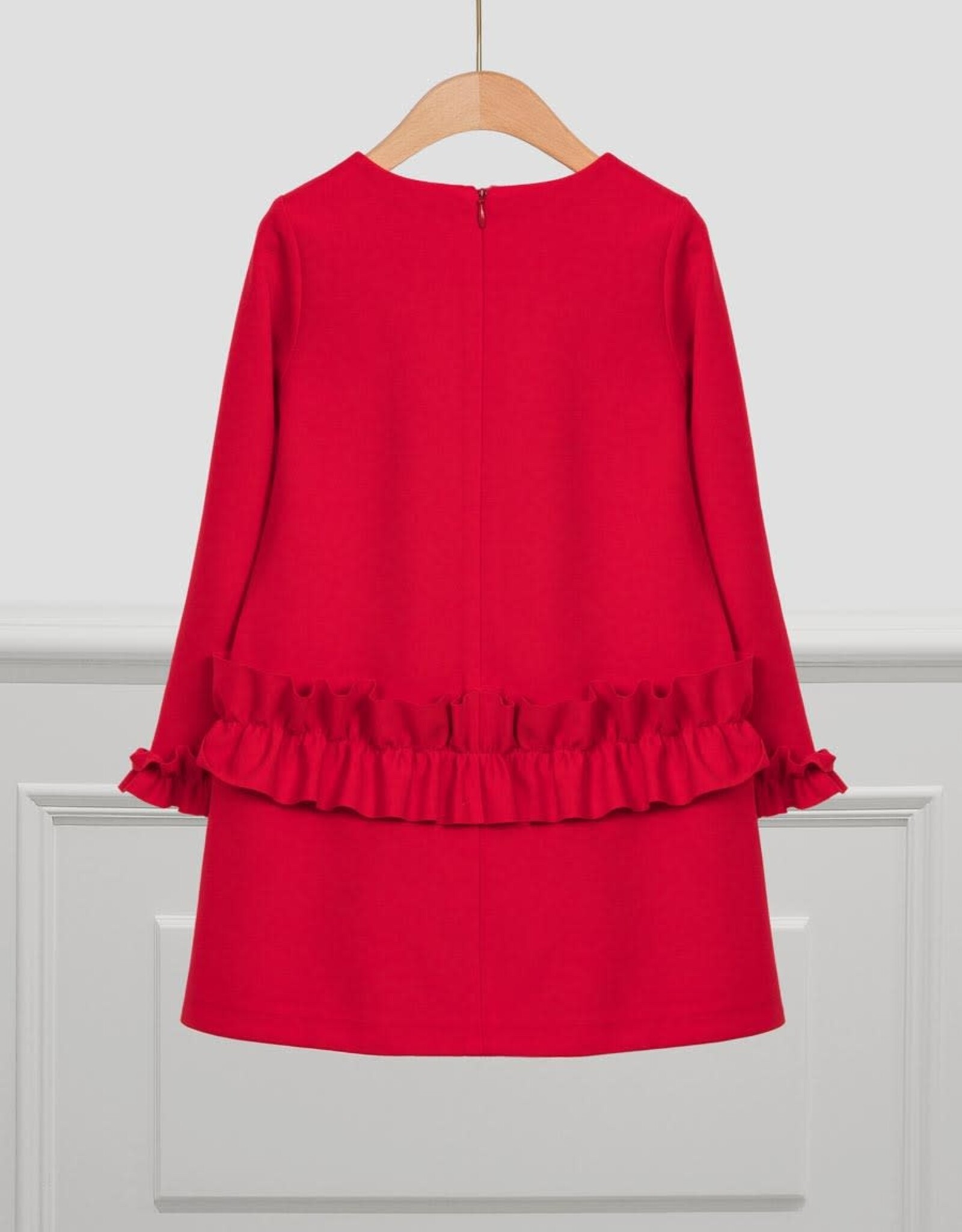 Abel & Lula Red Knit Dress with Ruffle Wrist