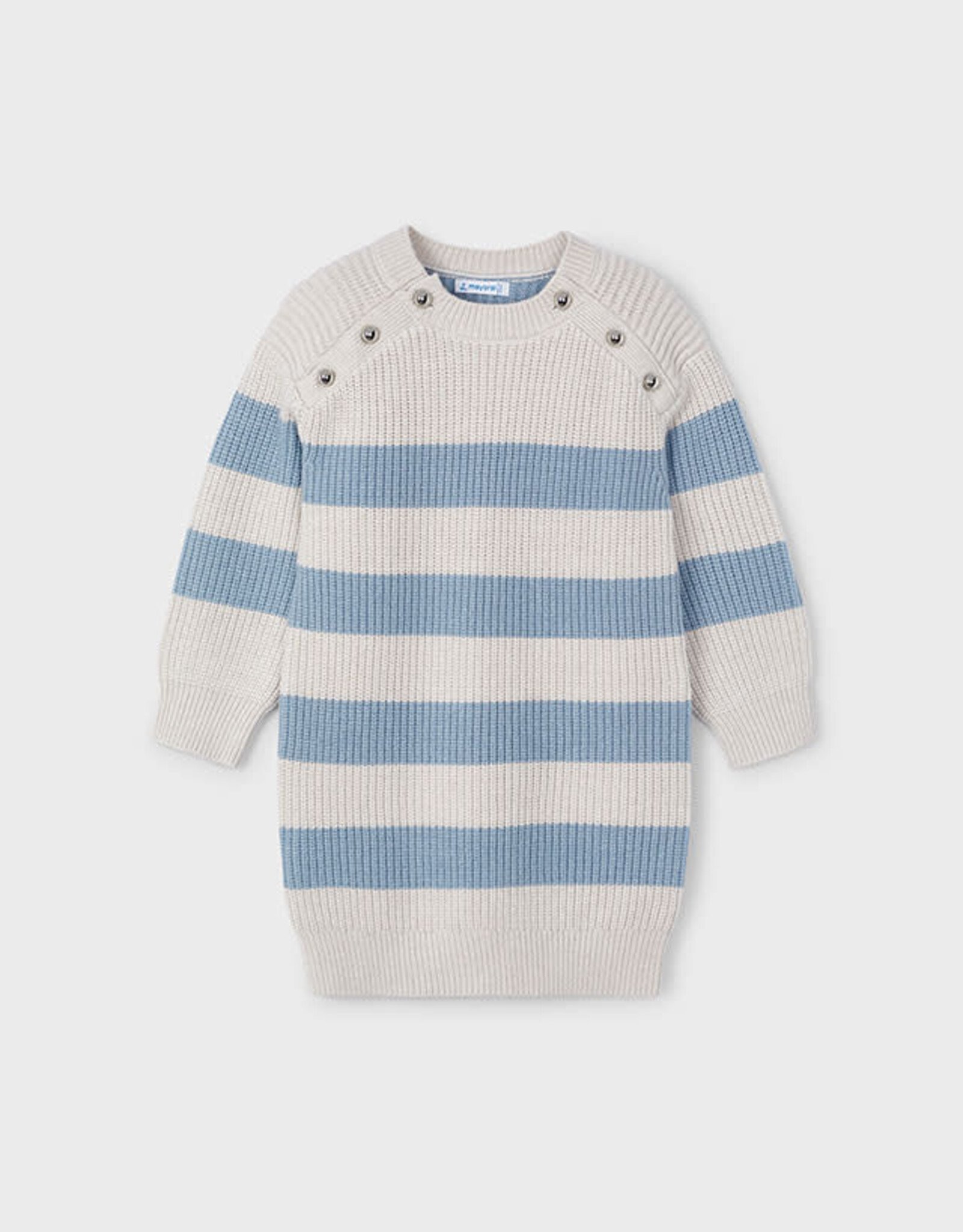 Mayoral Sky Blue Knit Stipes Dress