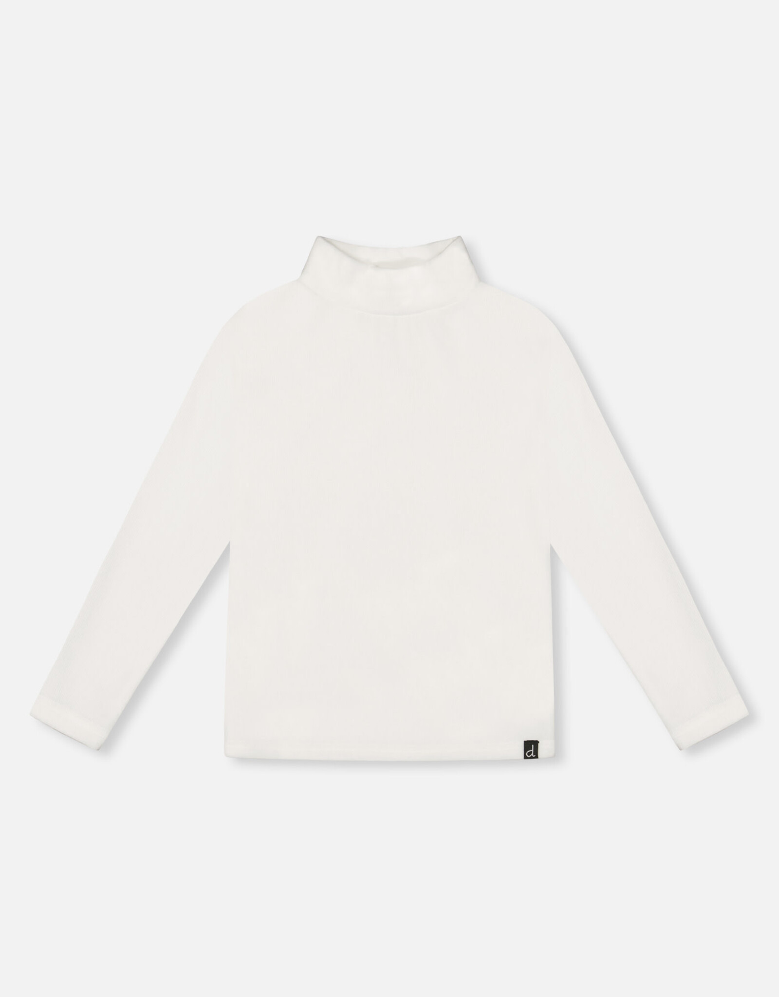 Deux Par Deux White Rib Mock Neck