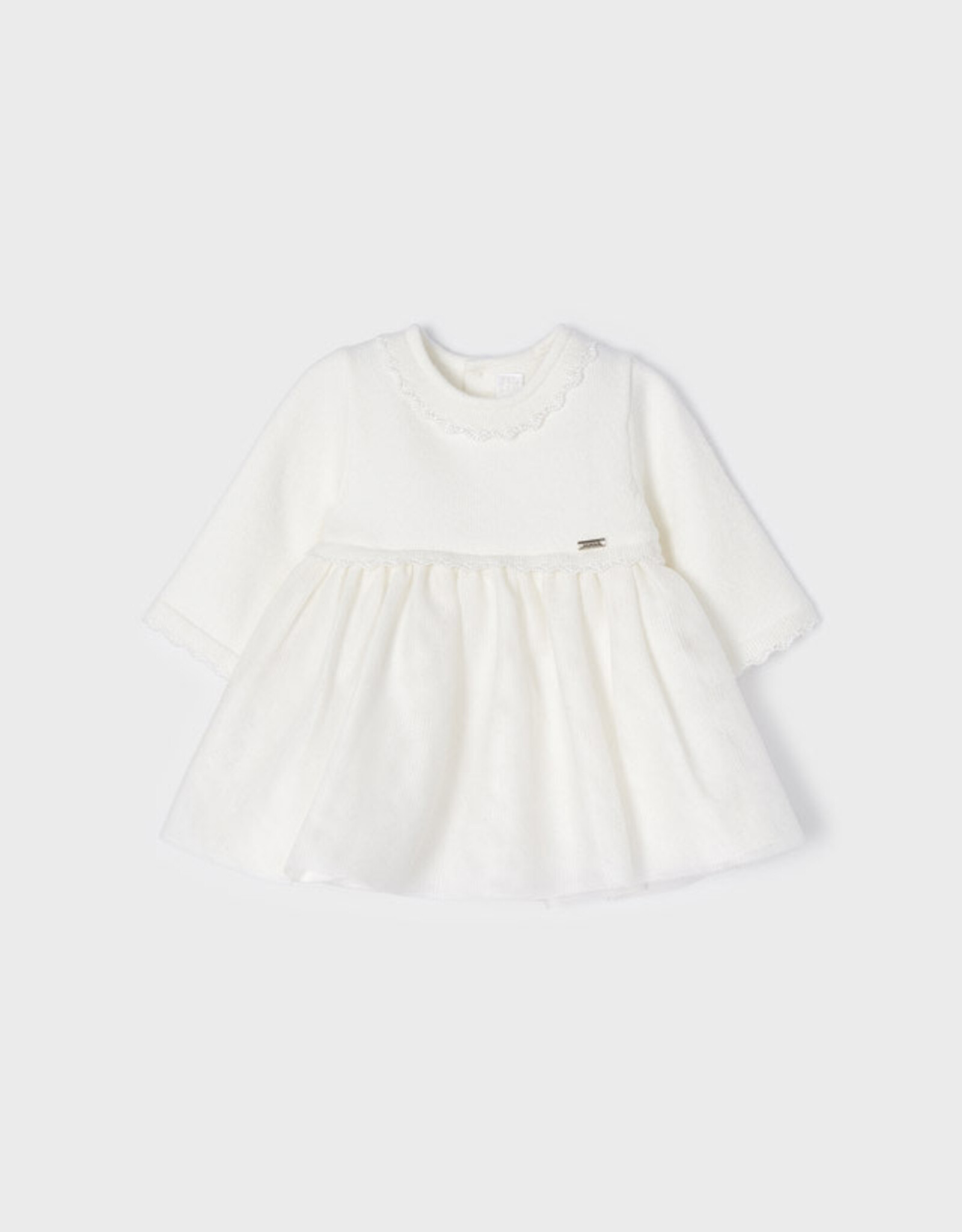 Mayoral Natural Mixed Ceremonial Dress for Baby