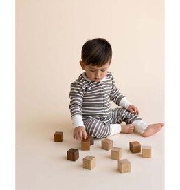 MakeMake Organics Brown Stripe Organic 2-way Zip Romper