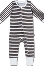MakeMake Organics Brown Stripe Organic 2-way Zip Romper