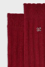 Abel & Lula Ribbed Lurex Socks in Red