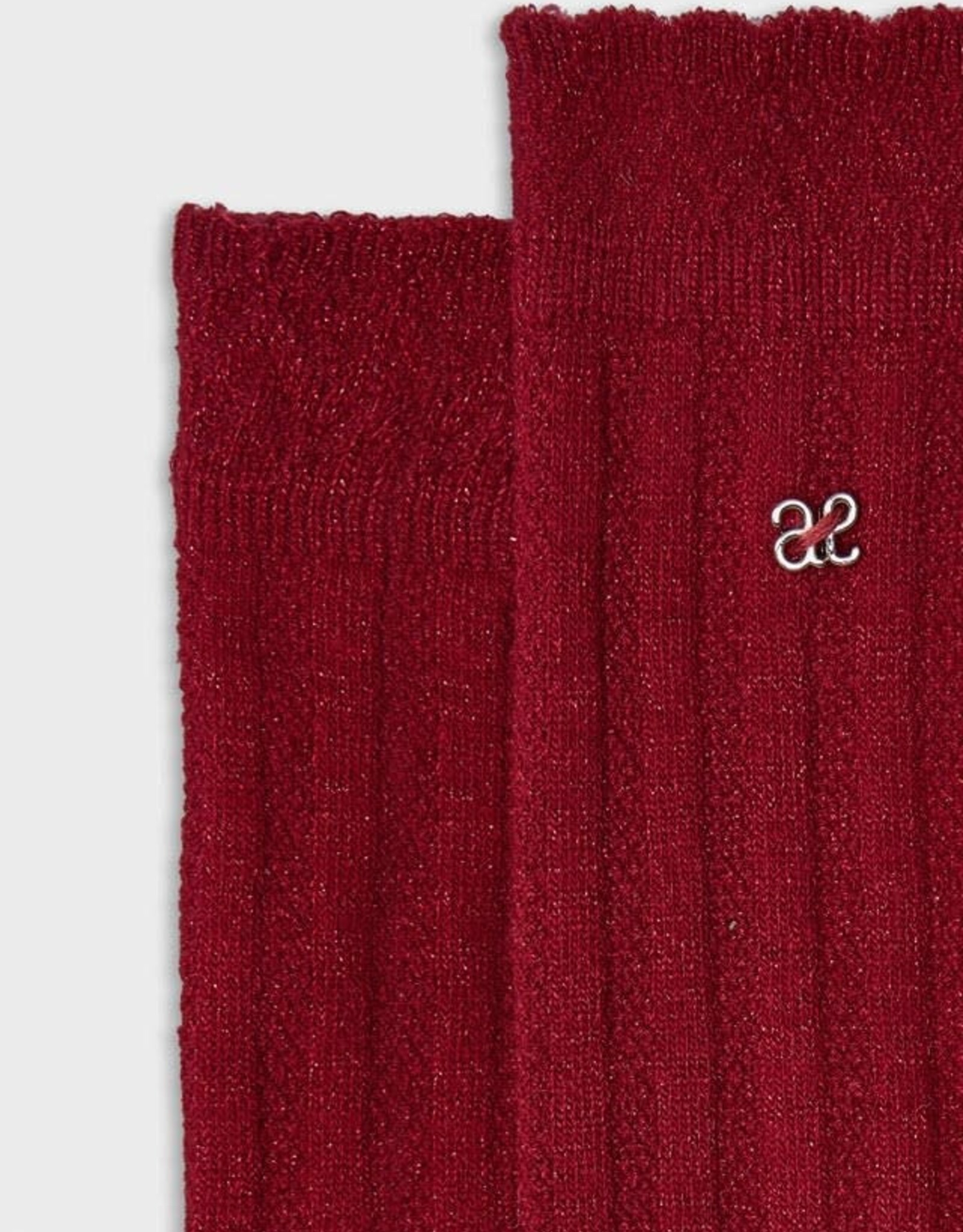 Abel & Lula Ribbed Lurex Socks in Red