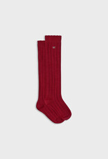 Abel & Lula Ribbed Lurex Socks in Red