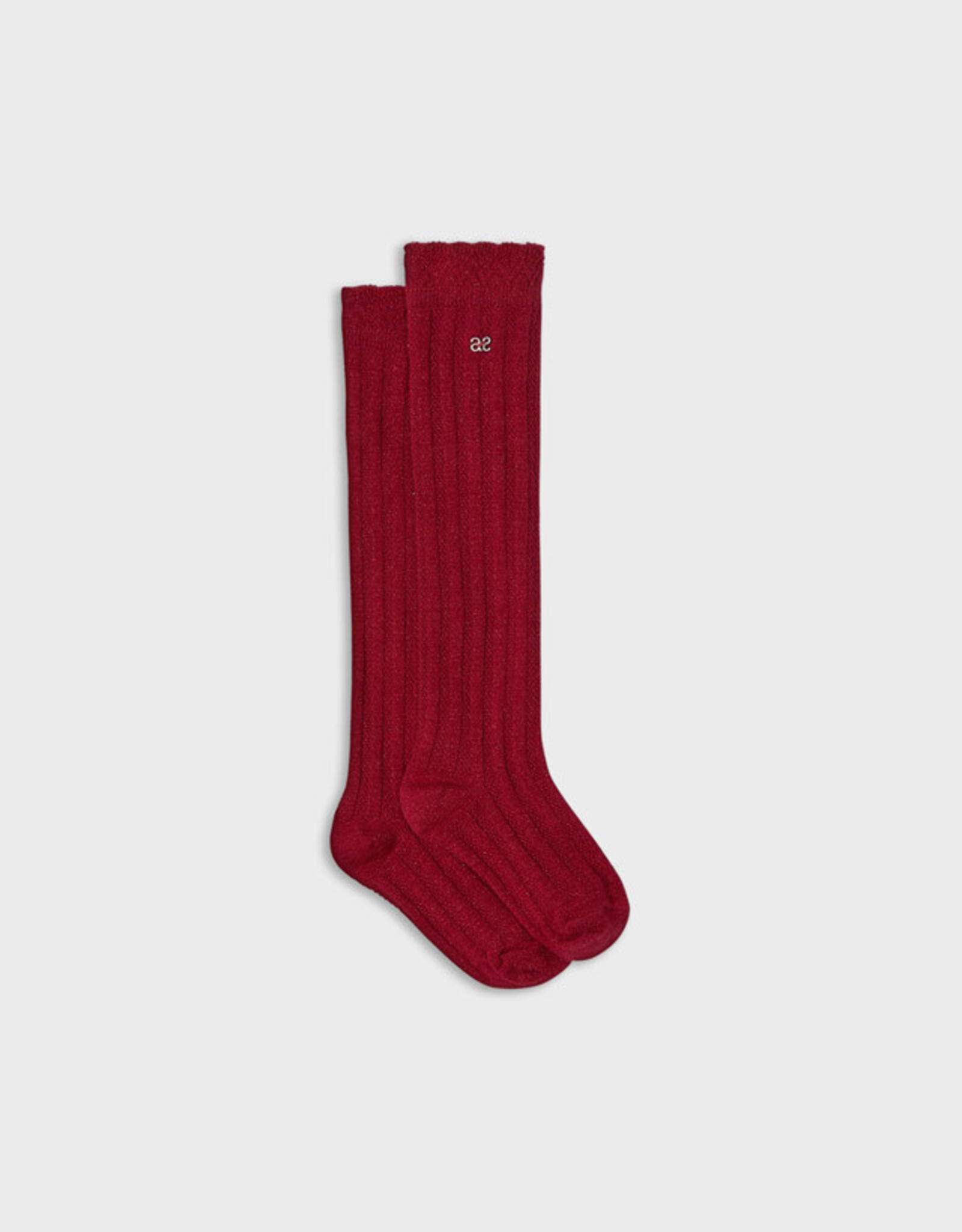 Abel & Lula Ribbed Lurex Socks in Red