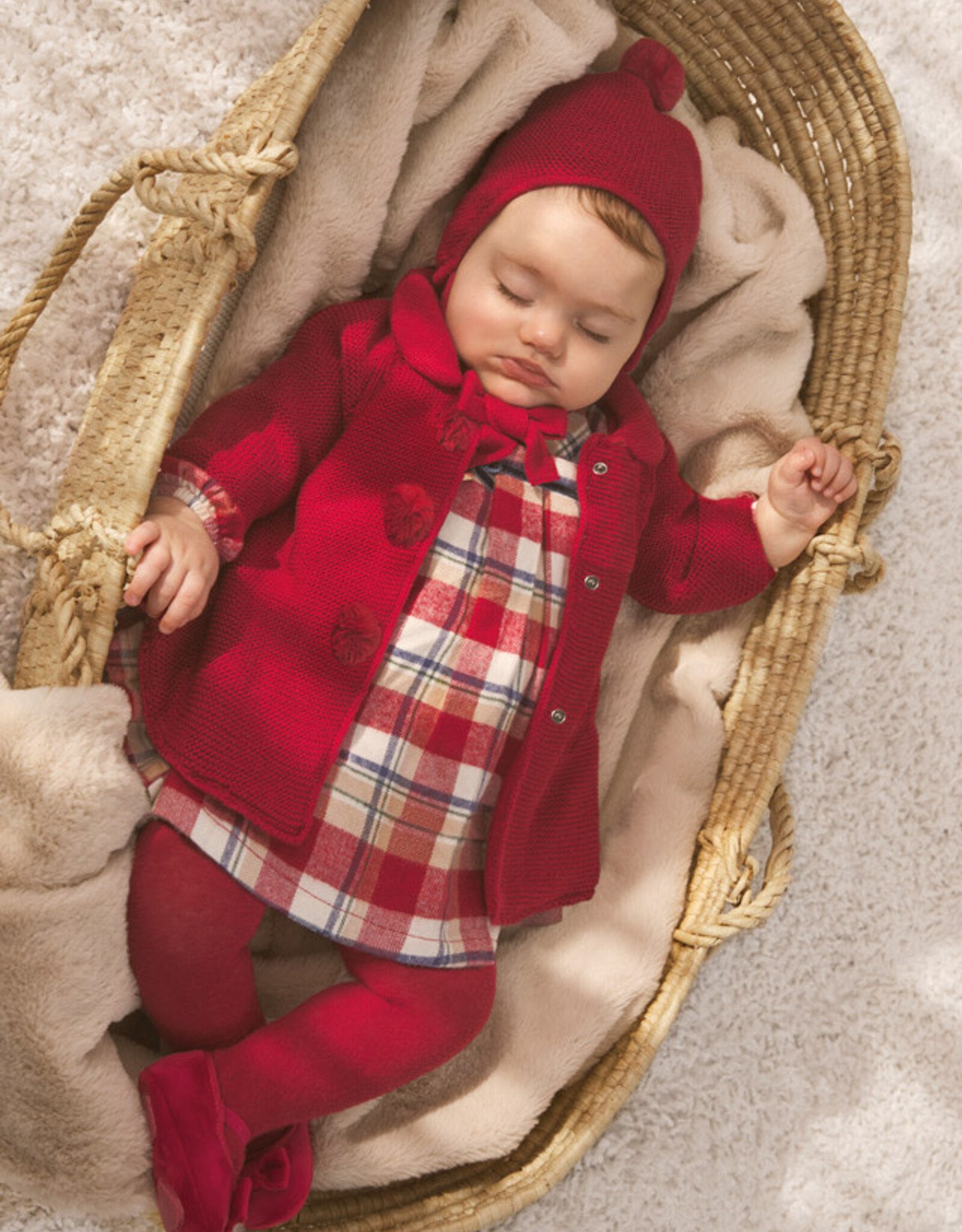 Mayoral Red Tricot Coat & Hat Set
