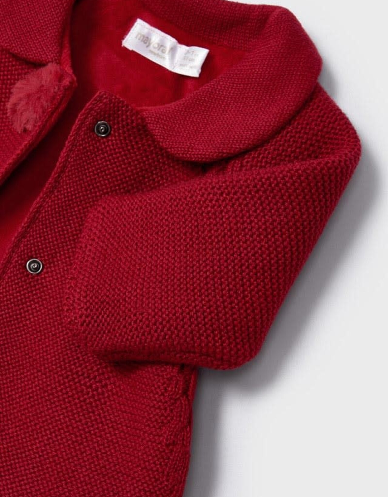 Mayoral Red Tricot Coat & Hat Set