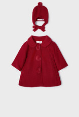 Mayoral Red Tricot Coat & Hat Set