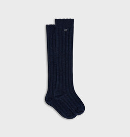 Abel & Lula Ribbed Lurex Socks in Navy