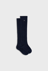 Abel & Lula Ribbed Lurex Socks in Navy