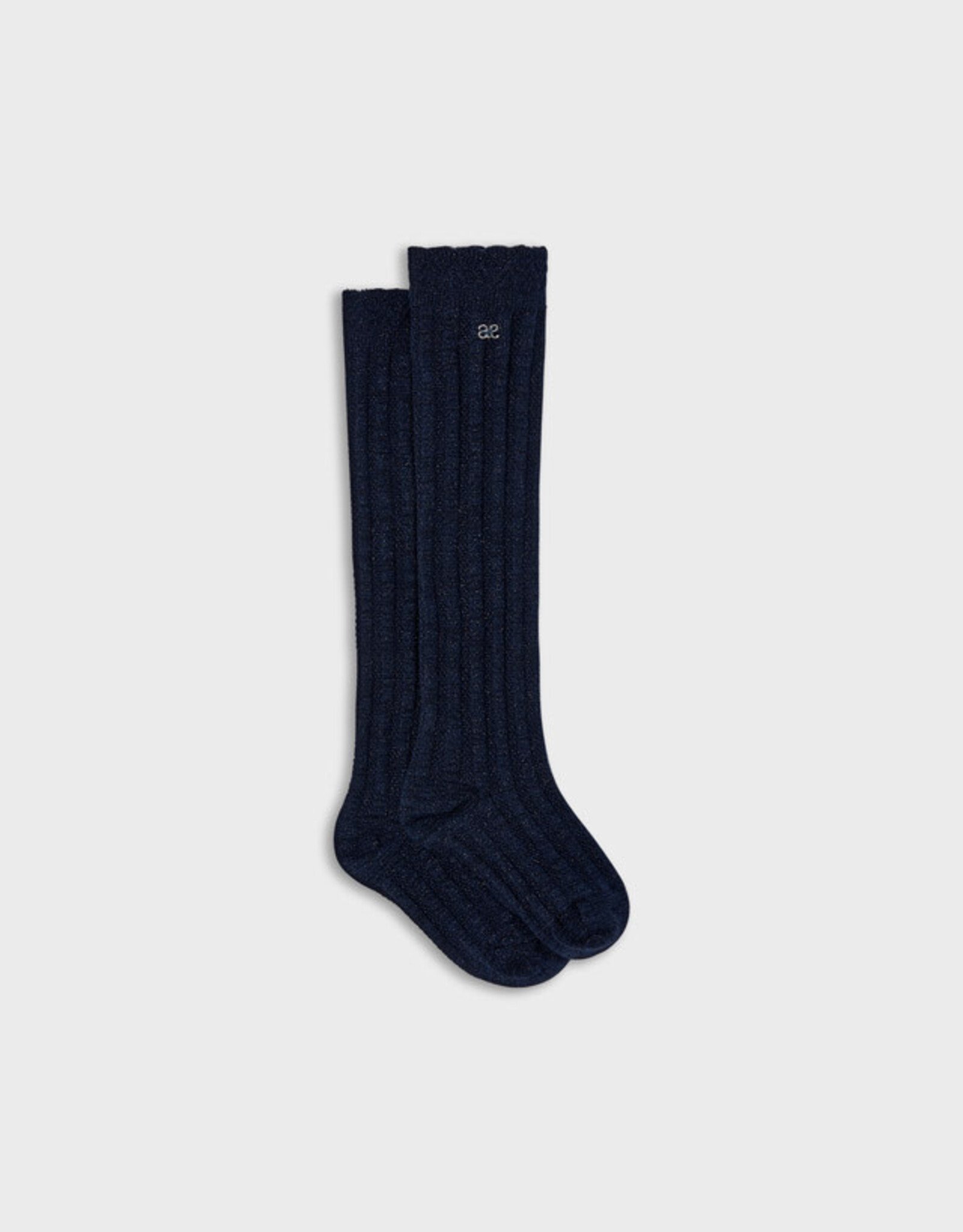 Abel & Lula Ribbed Lurex Socks in Navy
