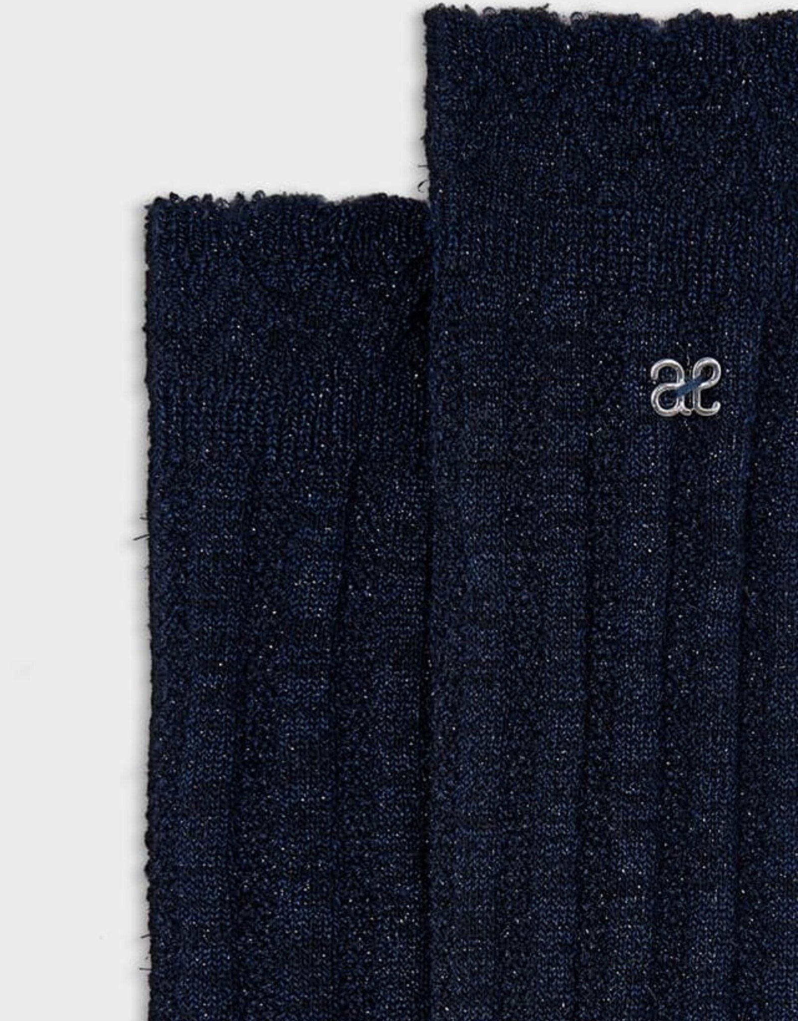 Abel & Lula Ribbed Lurex Socks in Navy