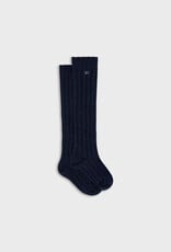 Abel & Lula Ribbed Lurex Socks in Navy