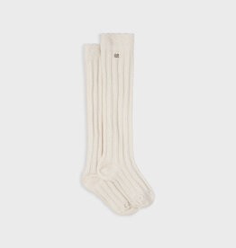 Abel & Lula Ribbed Lurex Socks in Bone