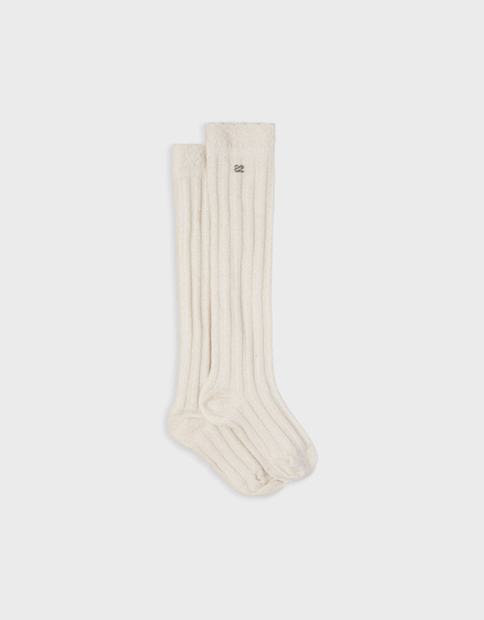 Abel & Lula Ribbed Lurex Socks in Bone