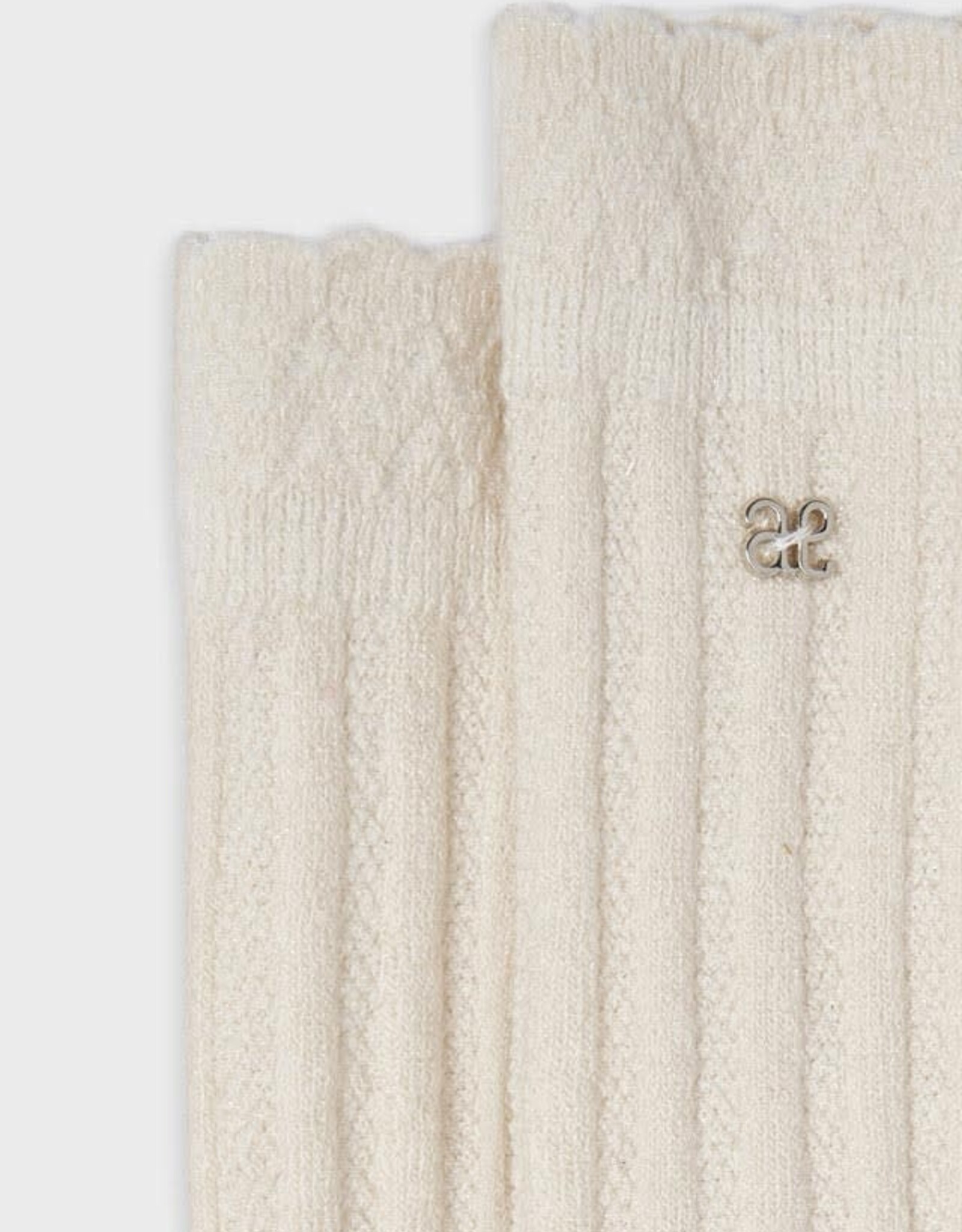 Abel & Lula Ribbed Lurex Socks in Bone