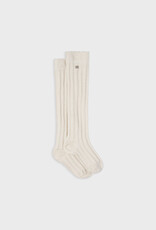 Abel & Lula Ribbed Lurex Socks in Bone