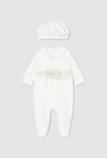 Mayoral Neutrals Bodysuit with Accent Waist and Beret