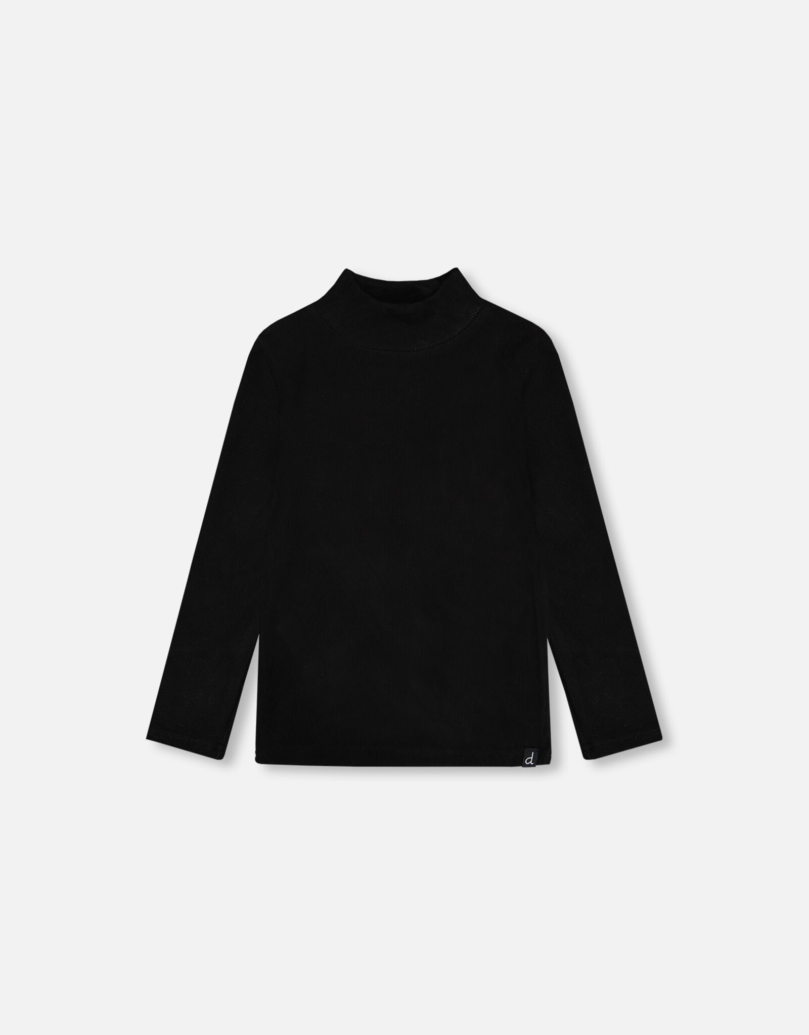 Deux Par Deux Anthracite Brushed Rib Mock Neck Long Sleeve Top