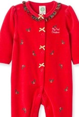 Little Me My First Christmas Velour Girls Footie