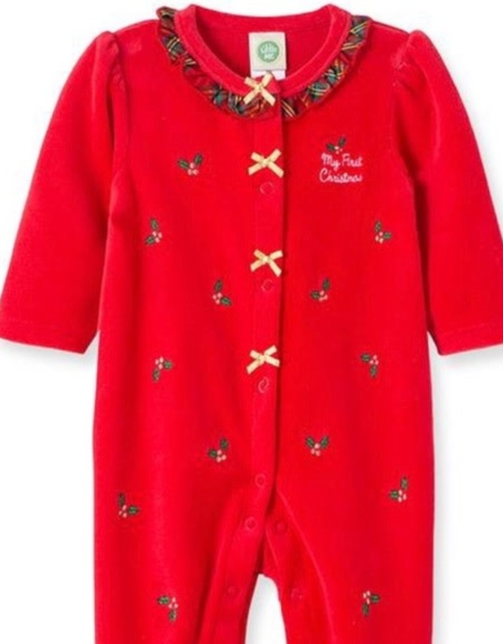 Little Me My First Christmas Velour Girls Footie