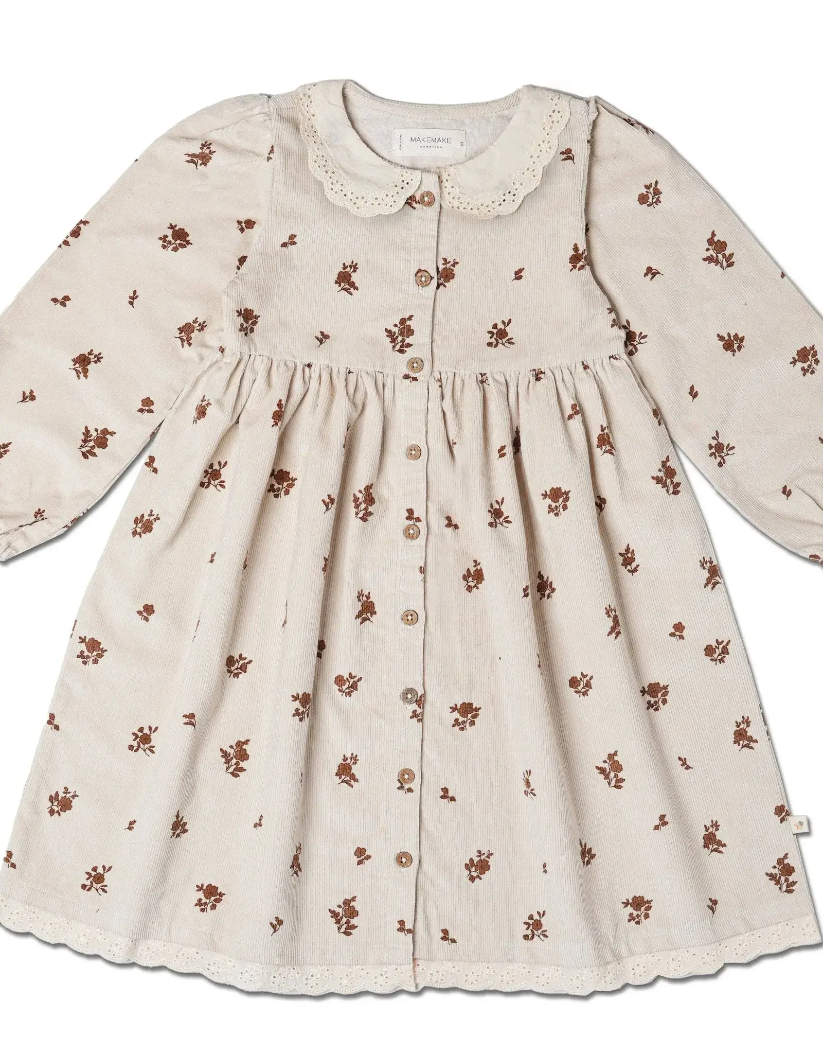 MakeMake Organics Corduroy Collared Button Dress
