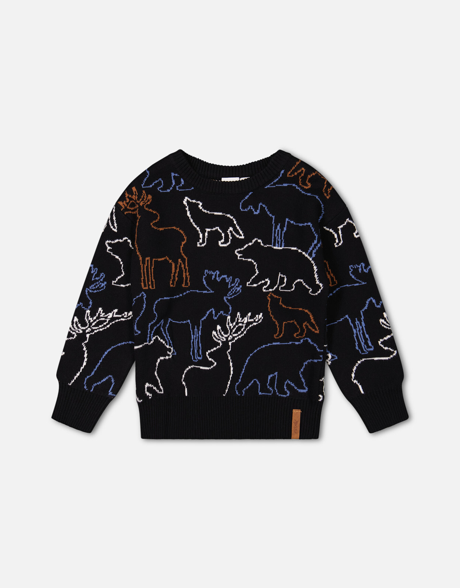 Deux Par Deux Anthracite Sweater With Animal Forest