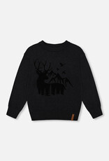 Deux Par Deux Anthracite Sweater With Deer Print