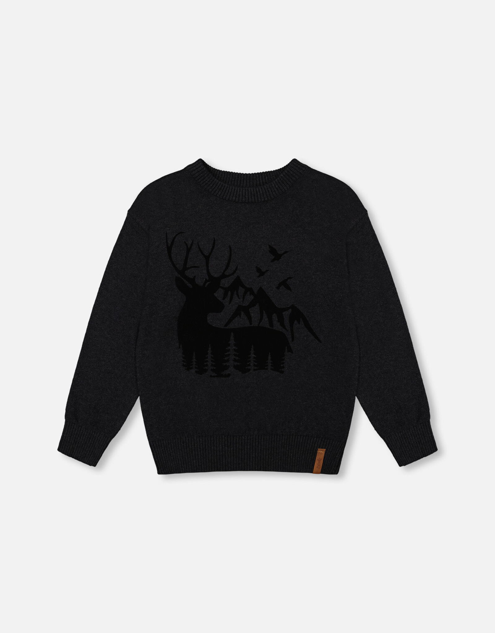 Deux Par Deux Anthracite Sweater With Deer Print
