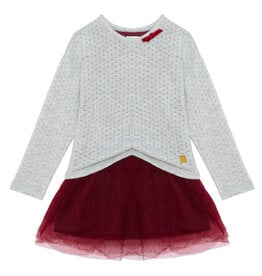 Deux Par Deux Grey 2 in 1 Holiday Dress w/Sweater