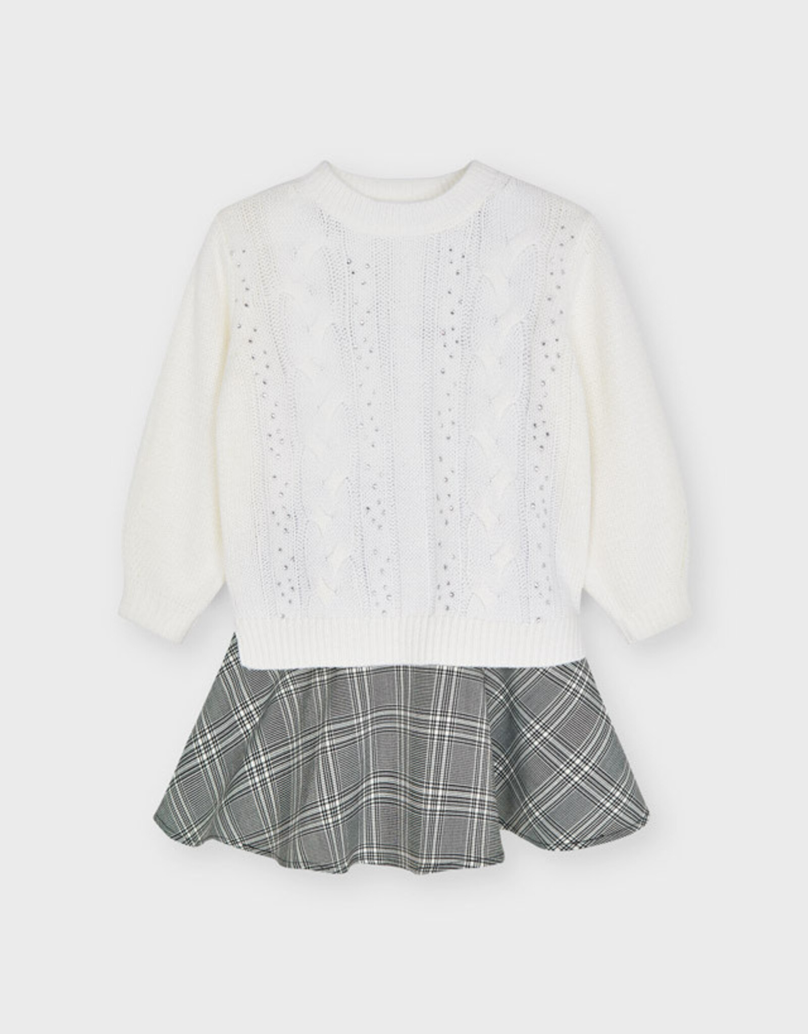 Mayoral Girls White/Grey Sweater/Dress Set