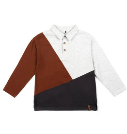 Deux Par Deux Coconut Shell Color Block Polo