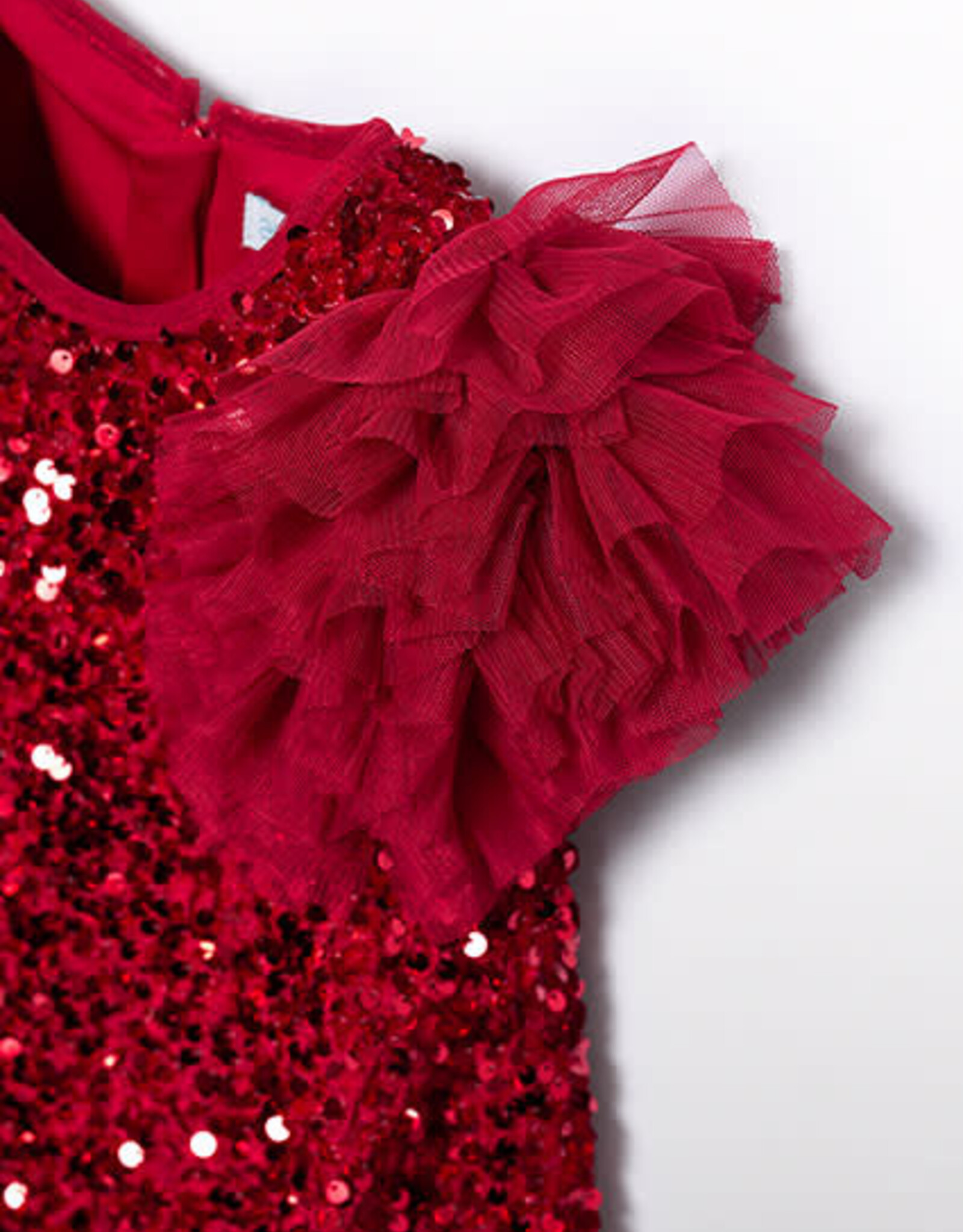 Abel & Lula Red Sequien Velvet Party Dress