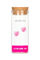Little Miss Zoe Pink Striped Heart Earrings