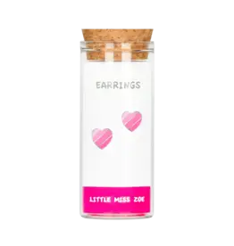 Little Miss Zoe Pink Striped Heart Earrings