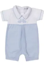 Kissy Kissy Pique Twin Bunnies Blue Woven Short Playsuit