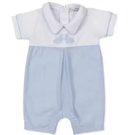Kissy Kissy Pique Twin Bunnies Blue Woven Short Playsuit