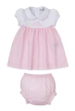 Kissy Kissy Pique Twin Bunnies Pink Woven Dress Set