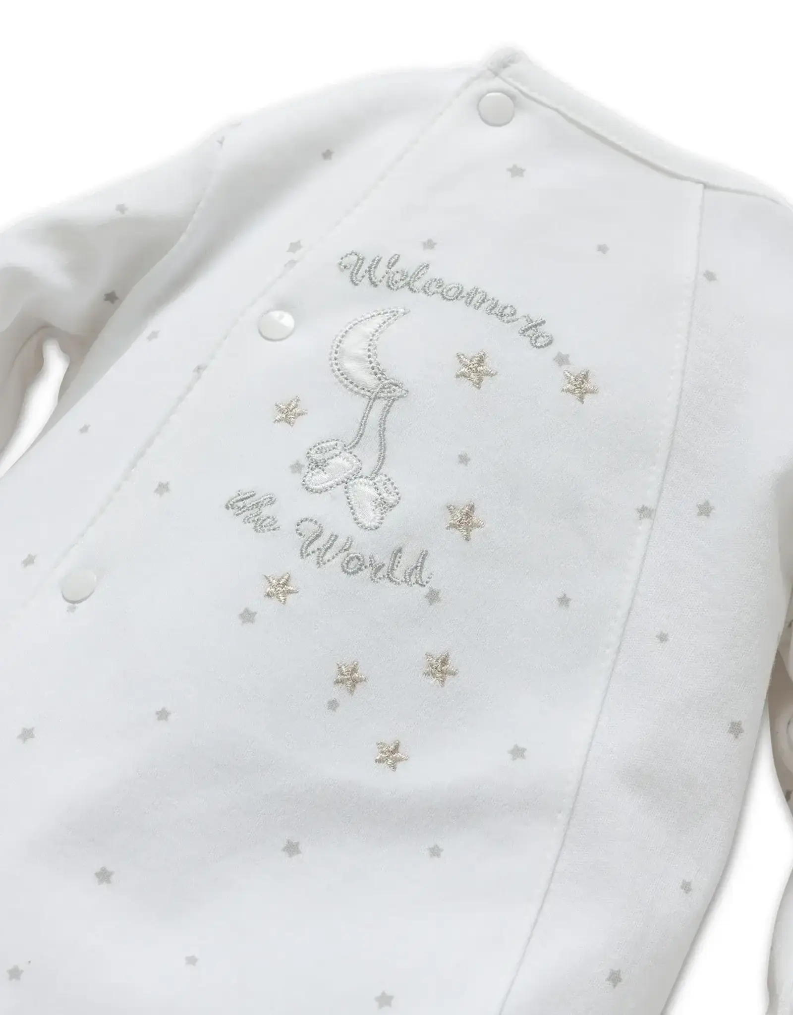 Little Me "welcome to the world" White Footie Pajama