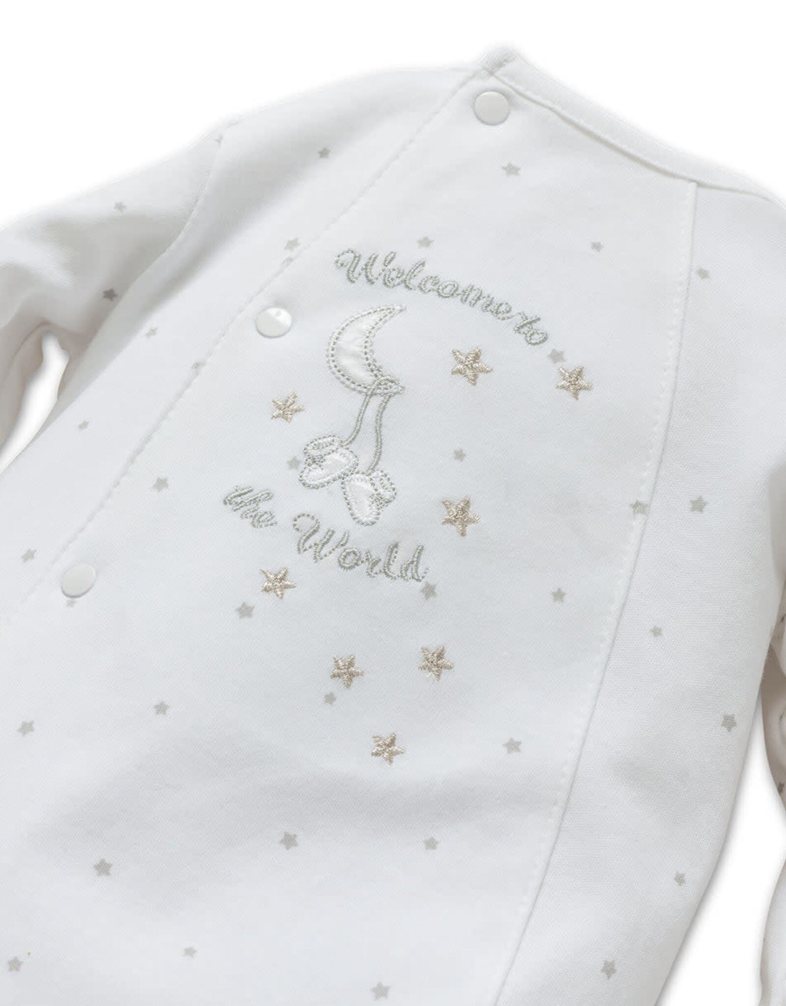 Little Me "welcome to the world" White Footie Pajama