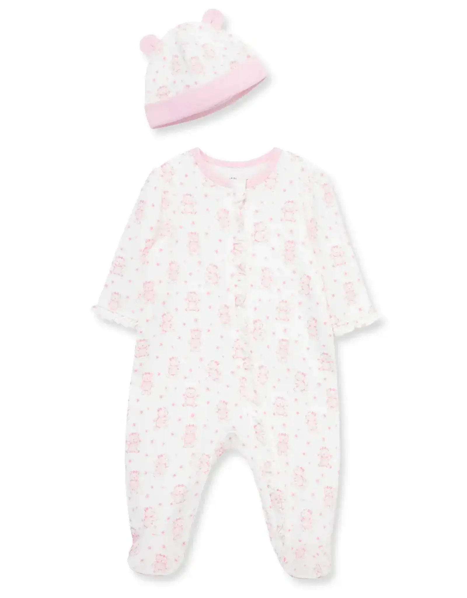 Little Me Joyful Bear 2-Way-Zip Footie & Hat