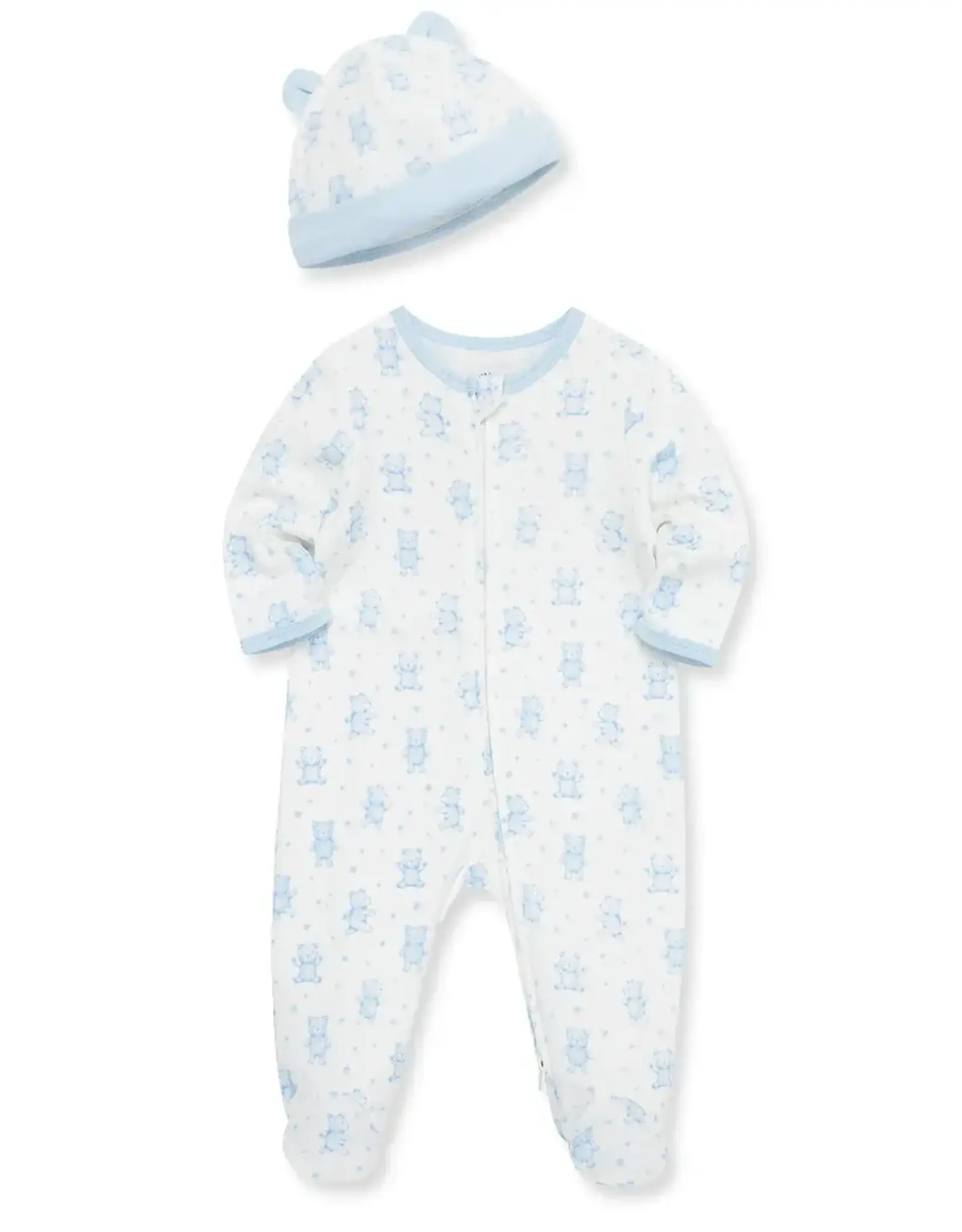 Little Me Happy Bear 2-Way-Zip Footie & Hat